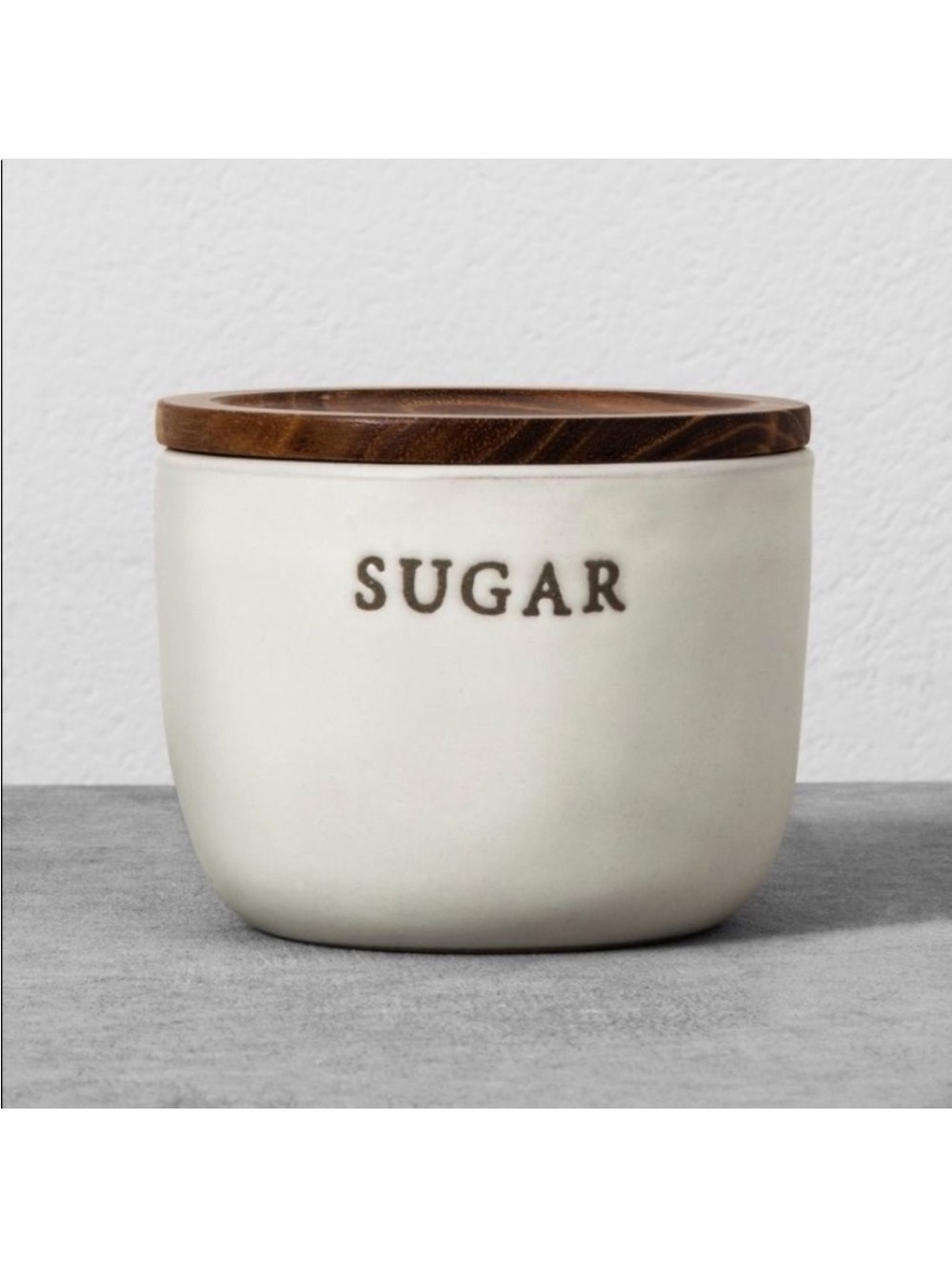 Hearth and Hand Magnolia Sugar Cream Crock w/ Wood Lid Canister Container